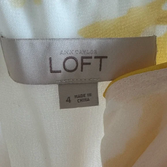 LOFT yellow & white ruffle floral maxi dress. Size: 4 - Picture 4 of 8